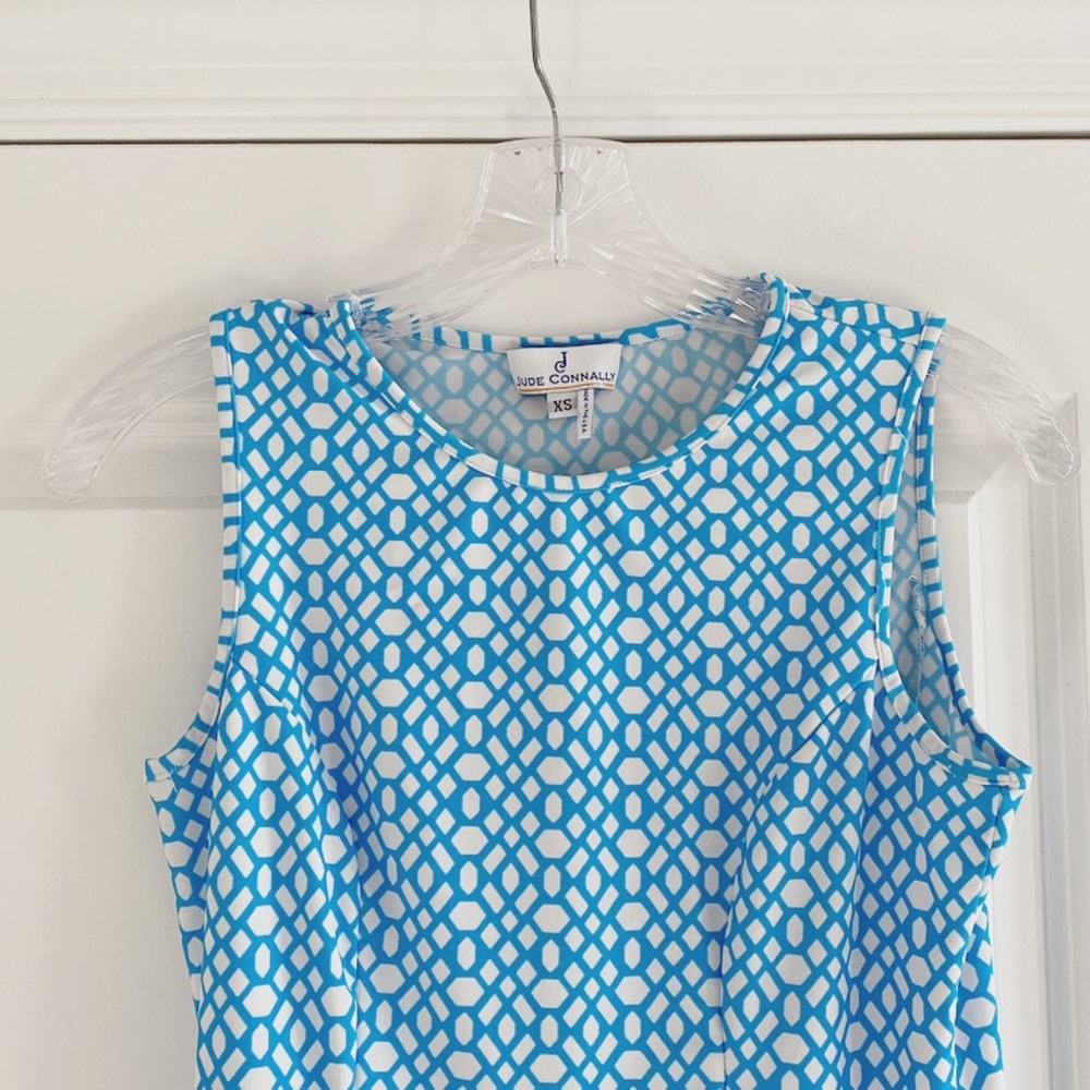 Jude Connally Blue and White Pattern Dress